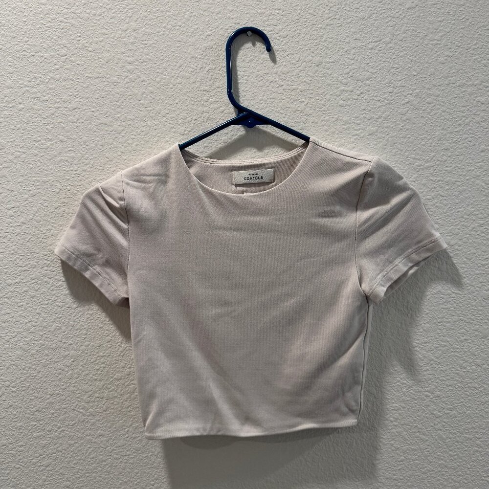 Aritzia Contour Crew T-shirt (Matte Pearl - XS)